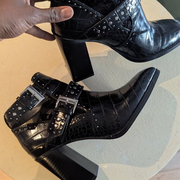 Faux Leather Belted Heel - Picture 5 of 8